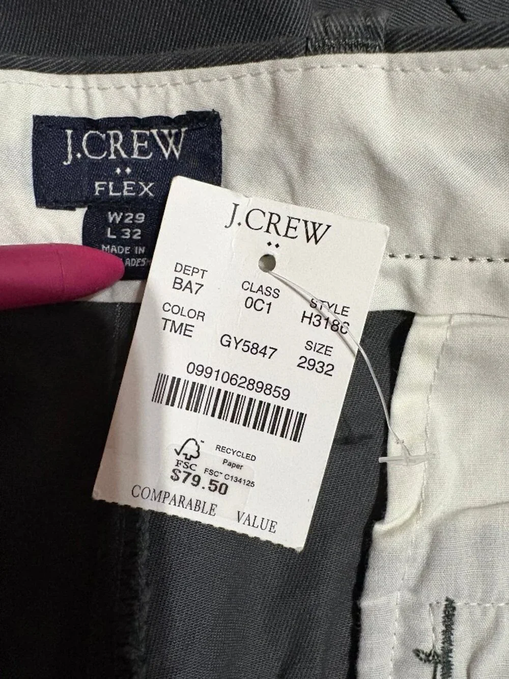 NWT J.CREW Flex Straight Fix Chino Pants Men's 29x32